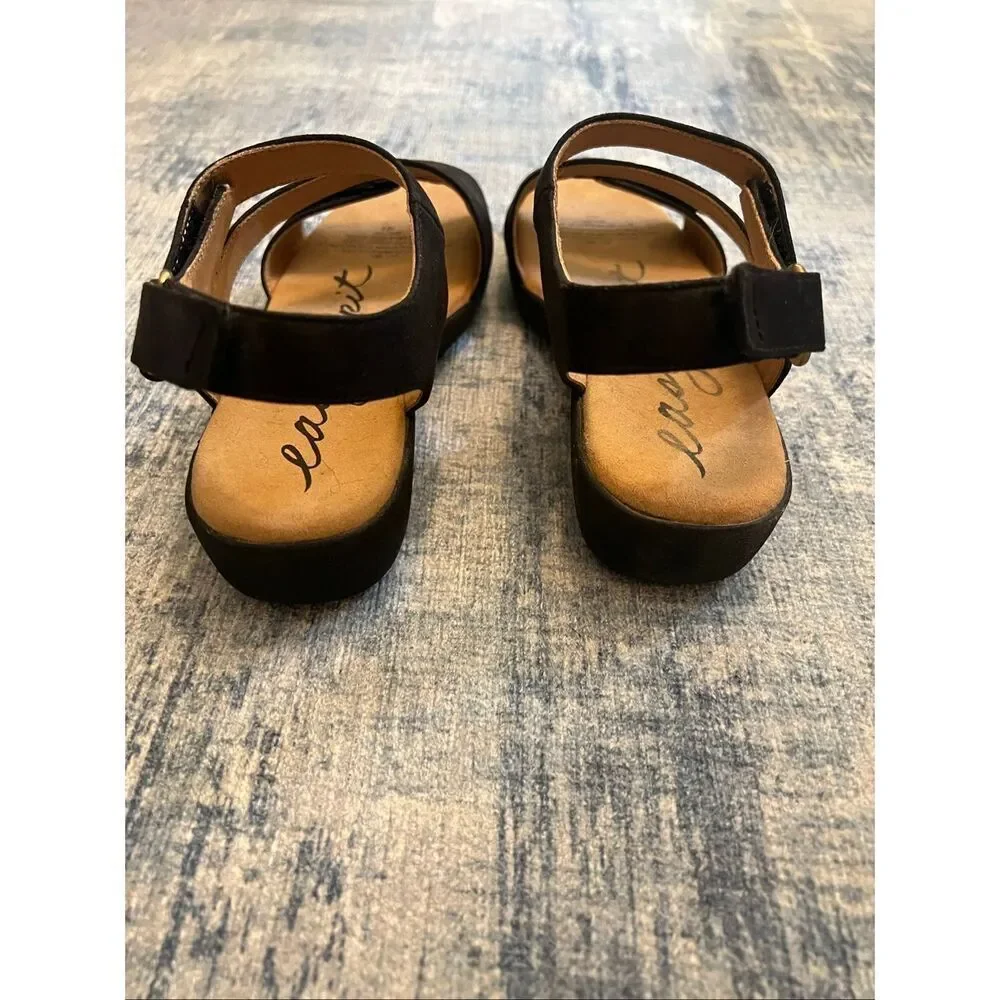 Easy Spirit Black Kaylynn Adjustable Ankle Top Strap Wedge Sandals 6.5 Wide